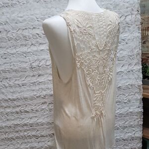 Fang Crochet Open Front Waterfull Duster, Sleeveless Top OS, Boho Gypsy Festival